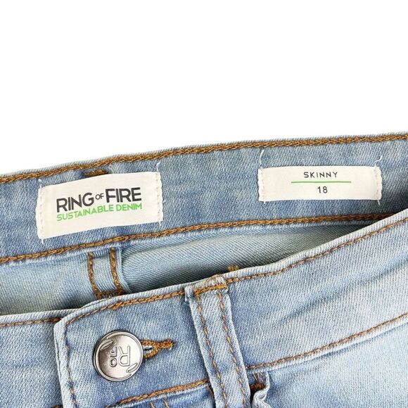 Ring of Fire Sustainable Denim Light Wash Skinny Stretch Jeans Boys Size 18 - Picture 8 of 9